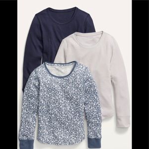 3-Pack Long-Sleeve Thermal T-Shirt for Girls, Size S (6-7) Lost at Sea Navy